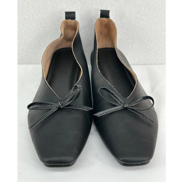 Bileinolang NWOT Black Ballet Bow Leather Flats  42 - Picture 4 of 9